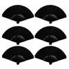 Set of 6 Foldable Paper Fans with Bamboos Frame Portable Cooling Accessories for Outdoor Event Parties Favor DIY Craft