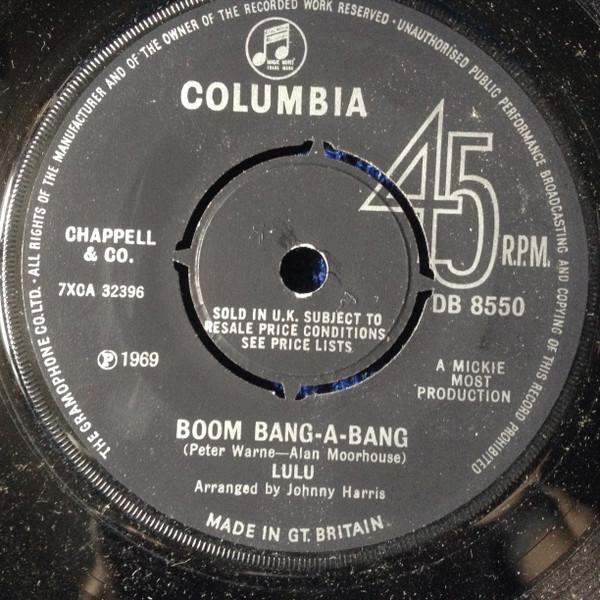

7-дюймовая пластинка LULU - Boom Bang-A-Bang DB8550 Columbia 1969 UK Поп Б/У