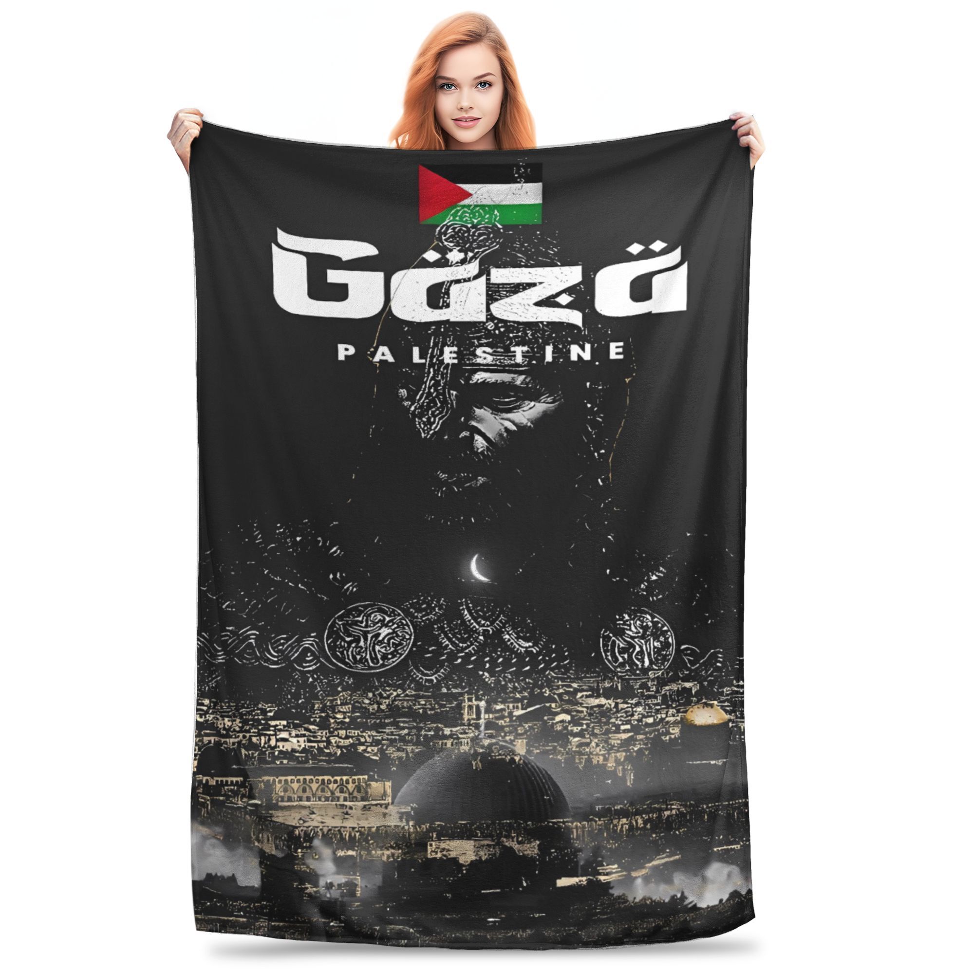 

Soft BlanketKids Travel Gaza War Scream Black Grunge Throw Blanket Flannel Bedspread For Outdoor Novelty Sofa Bed Cover 30x40in