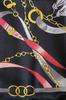 Viscose Scarf 180X85 "Equestrian Black" - Black with Harness and Strap Pattern