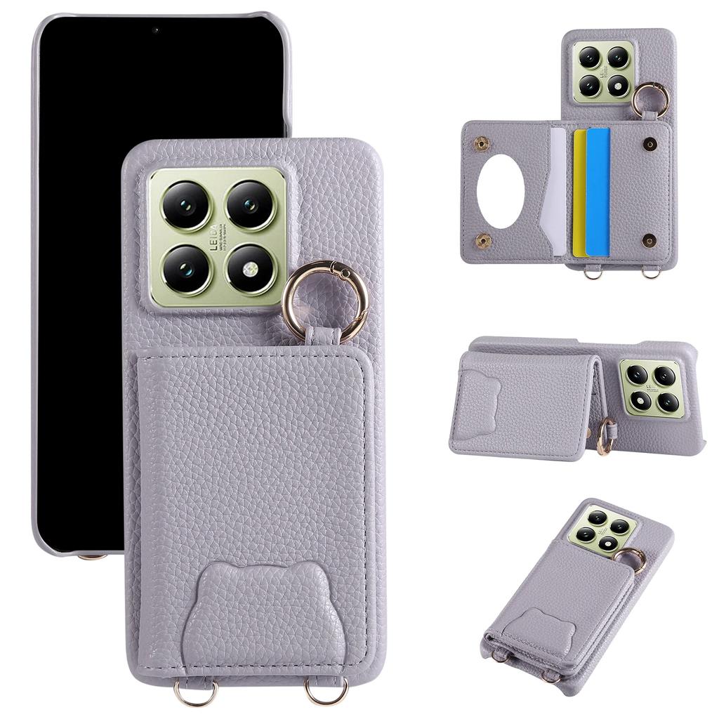 Crossbody Cards Solt Wallet Leather Case For Xiaomi Redmi Note 13 Pro Plus 12 14T 14C 13T 13C POCO X6 Mirror Ring Holder Cover