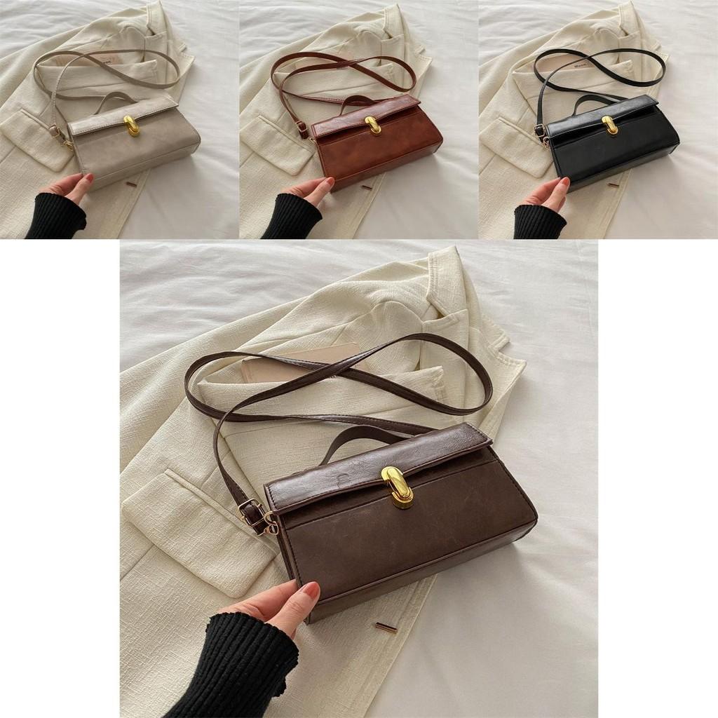 Stylish Vintage Shoulder Crossbody Bag In Black Cream Brown Stylish Pu Material
