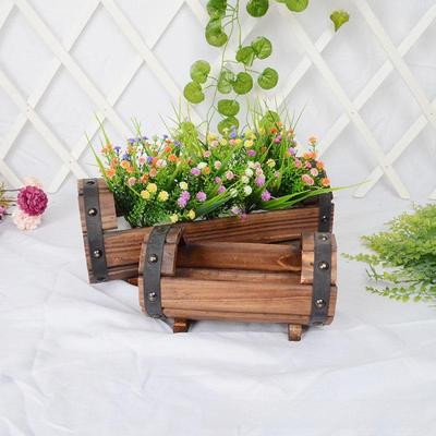 Carbonized Solid Wood Flower Box for Outdoor Wedding Decor