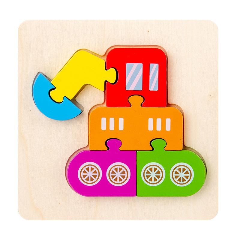 Can Be Used As Children'S Wooden 3D Cartoon Animal Traffic Three-Dimensional Puzzle Baby Montessori Educational Early Education Toy