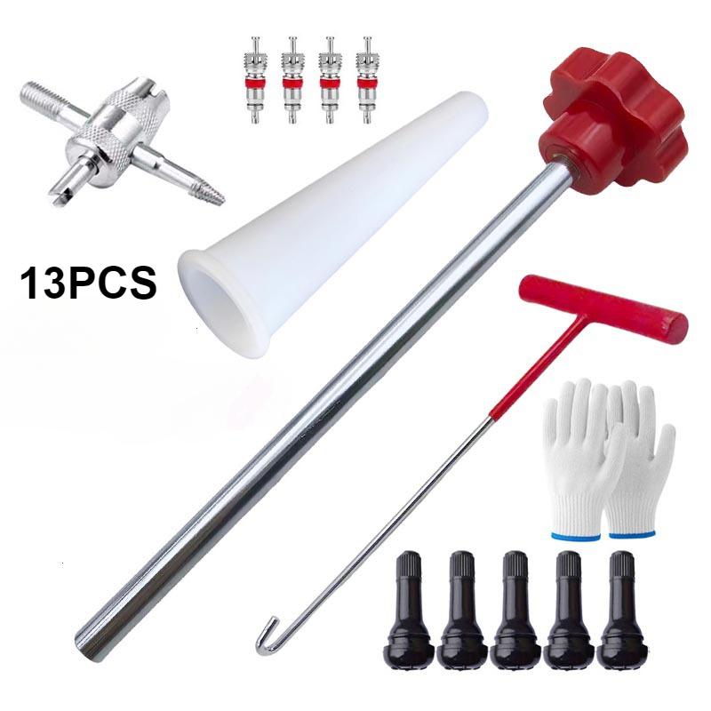 7/13/23Pc Valve Stem Tool Kit Metal Tire Installer Tool Car Puller Wheel Tire Remover T-Hook Replacement Motorcycle Accessories