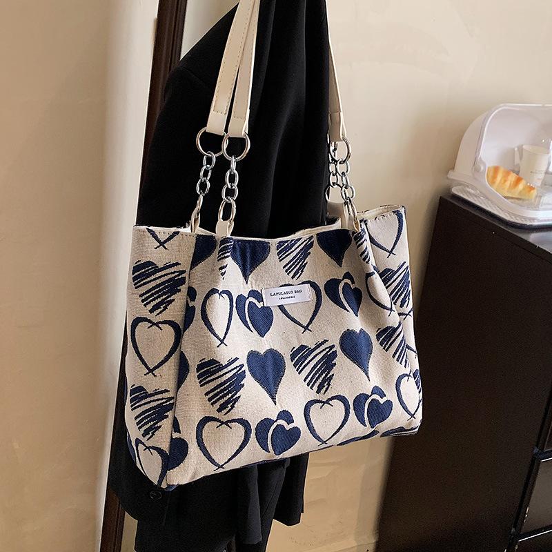 Canvas Large Capacity Bag Printed Women's Handheld Shoulder Tote Bag