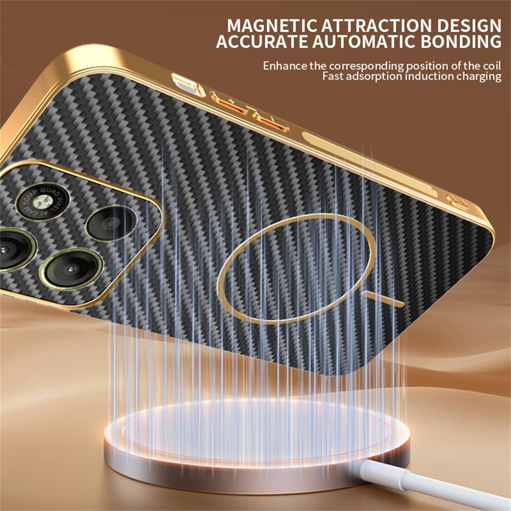 For Motorola Moto G15 4G/G15 Power 4G Phone Case Carbon Fiber Textured Electroplated TPU Back Cover