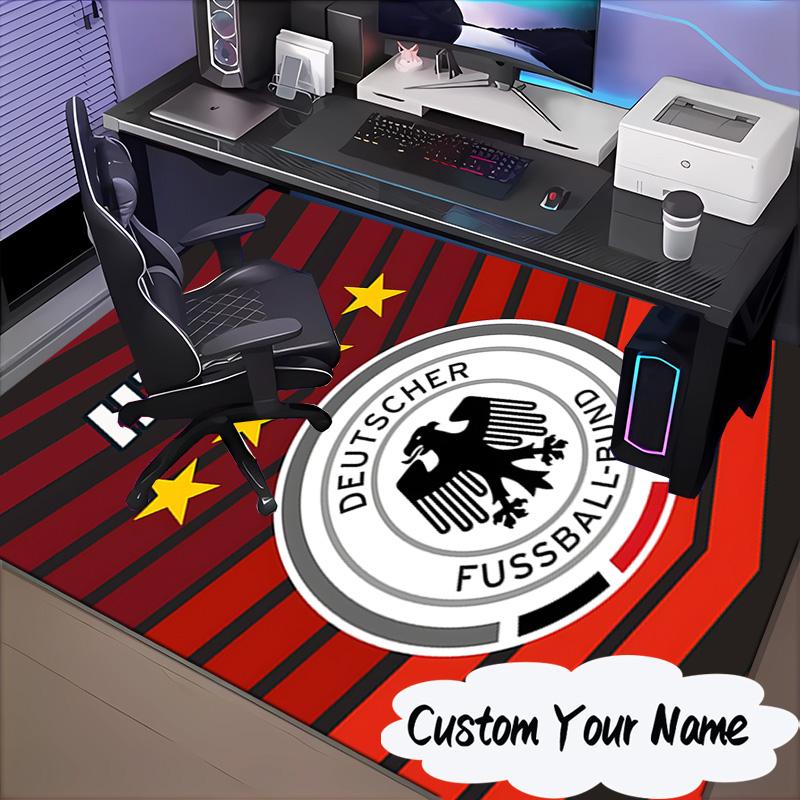 Custom Name German Football Badge Emblem Rug for Living Room, Game Rooms, Office, Bedroom, Floor Mat Playful Design, Fan Gifts Christmas Decor