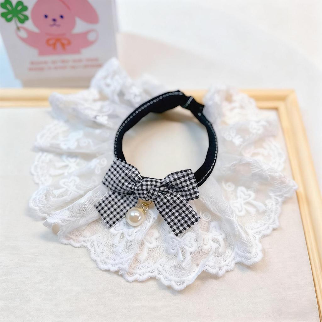Pet Plush Doll Scarf: Cute Lace Bow Tie Collar for Cats & Dogs
