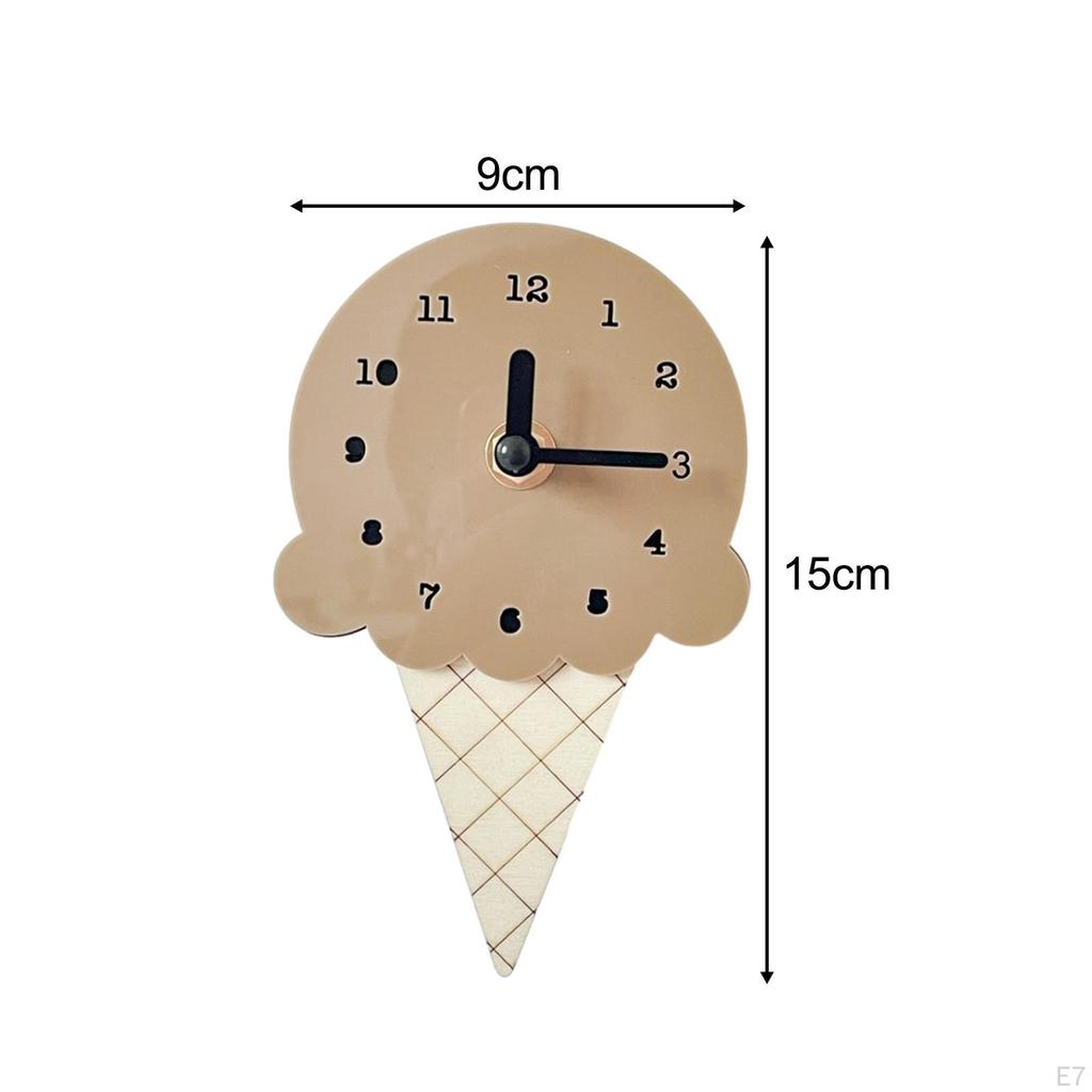 Clock Ice Cream Bedroom Minimalistic Nordic Wooden Simple Silent for Decorating