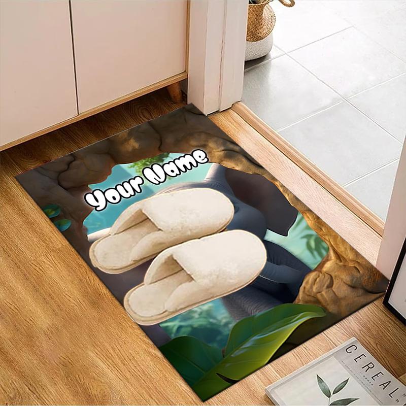 1PC Custom Name "Jungle Adventure Elephant" Theme Floor Mat Ideal for Living Room, Game Rooms, Office, Bedroom, Office Floor Mat , Floor Mats for Home