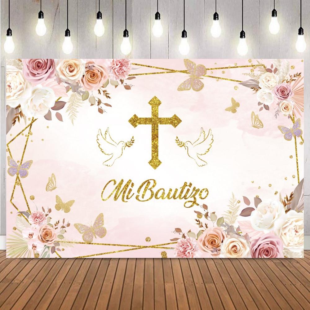 Mi Primera Comunion Photography Background Holy Bible Cross Newborn Baptism Backdrop First Holy Communion Party Decor Banner11