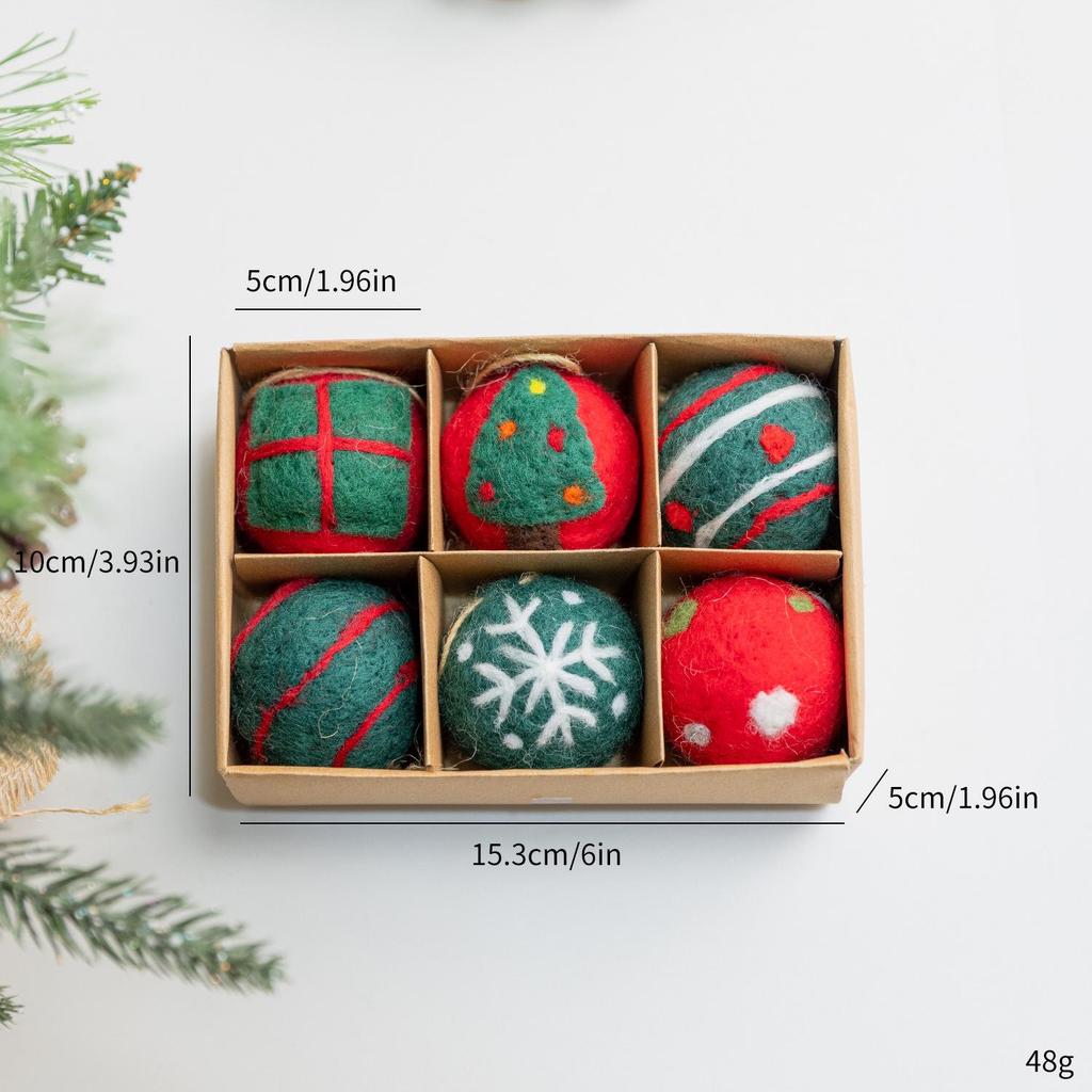 Christmas Festival Felt Ball Tree Ornaments - Red & Green, Cute Small Desktop Decor