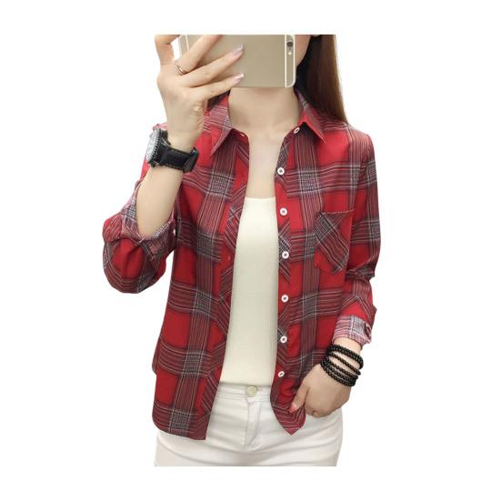 

Женская рубашка с лацканами и длинным рукавом, однобортная рубашка, топы, накладные карманы, клетчатый принт, повседневный стиль, рубашка, пальто L вино красного