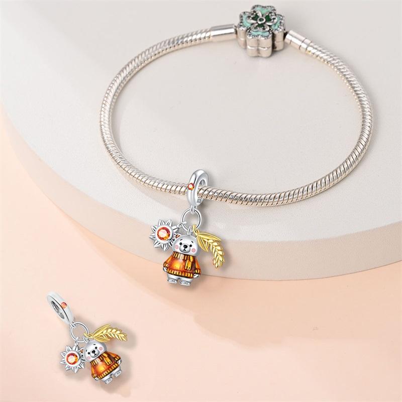 Autumn Harvest Series Copper Squirrel Maple Leaf Pumpkin Charms Pendants Fit Original Bracelets Diy Jewelry