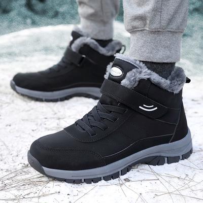 Men's Low Top Warm Boots Thick Sole Sneakers Cotton Lined Warm Hiking Shoes