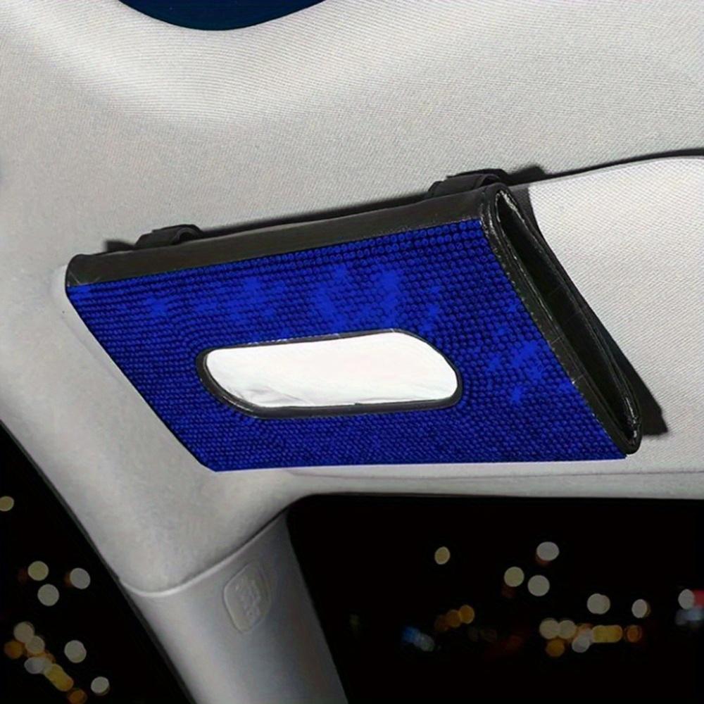

1PC Car sun visor tissue box, leather seat back inlaid with diamond tissue clip,