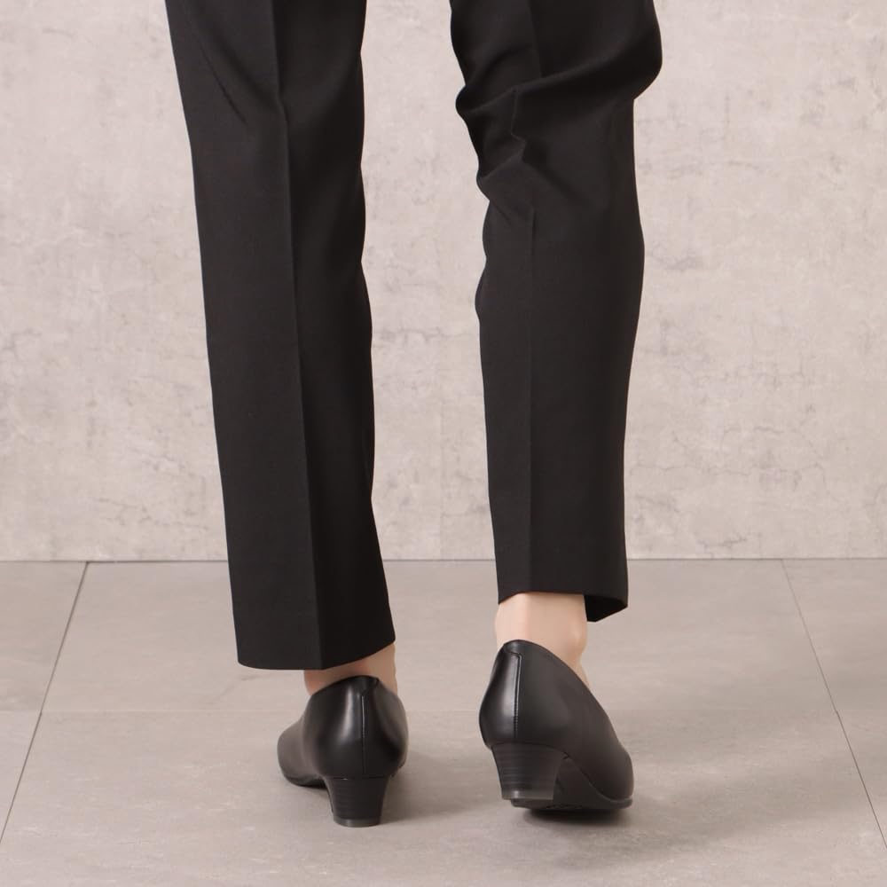 Fuwaraku FR-1101 Square Toe Pumps, Wide Fit (4E), Waterproof, 35cm Heel, Black, 215cm