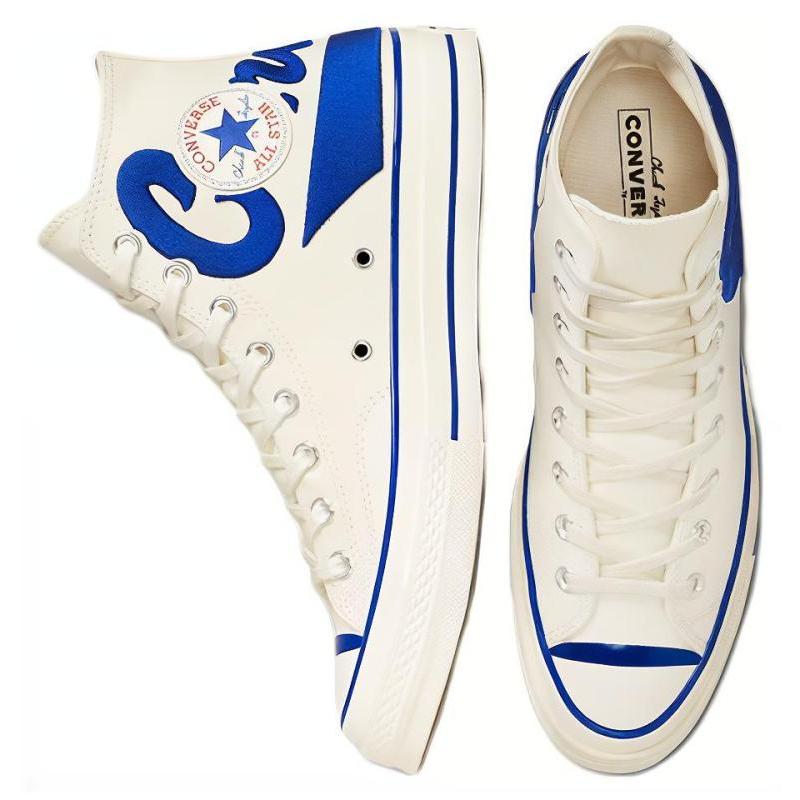 Converse 1970s Chuck Taylor All Star Classic Trend High-Top Canvas Shoes Unisex Milk White Blue