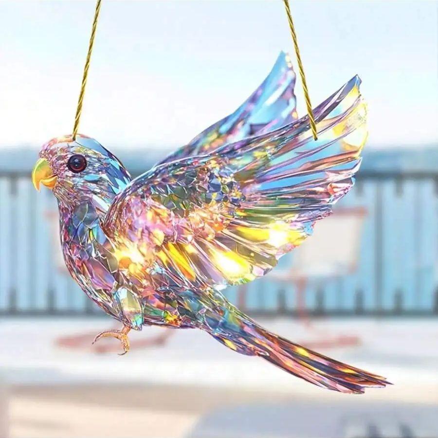 1 Stück Böhmischer Stil Regenbogenkristall Papagei Sonnenfänger - das perfekte Geschenk für jeden Anlass! Fenster- oder Wanddekoration