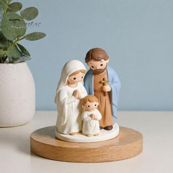 Nativity Scene Ornaments Christmas Figurine, Cartoon Manger Baby Jesus Resin Craft Desktop Statues for Home, Creative Indoor Holiday Tabletop
