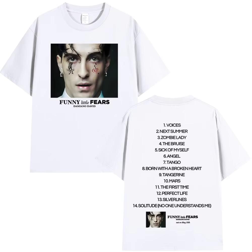 Funny Little Fears Album 2026 Tshirt Damiano David Singer Print Tees Unisex Women Fashion Casual Tshirt Summer Harajuku T Shirt
