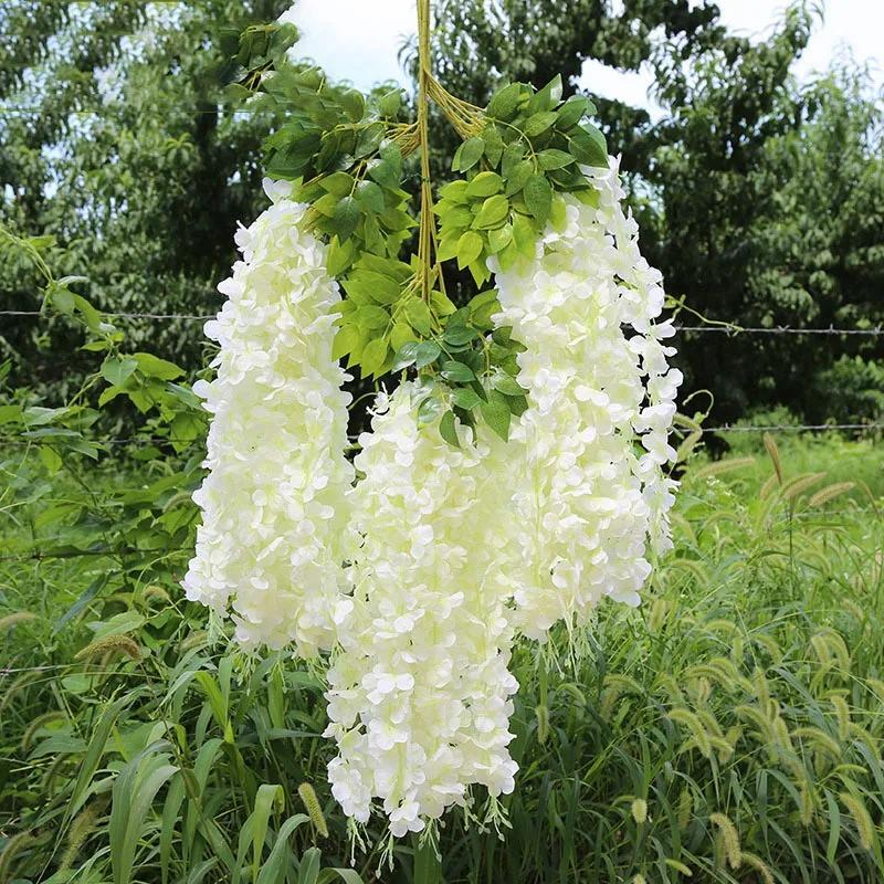 

3pcs Artificial Wisteria Flowers String Hanging Garland Outdoor Wedding Garden Arch Decoration Home Party Decor Fake Flower белый