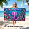 Underwater Fish Theme Quick Dry Beach Towel Custom Name Text Print Large Sand Resistant Towel Beach Vacation