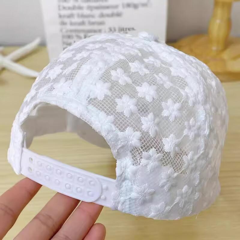 Fresh Sweet Summer Hats & Caps Lightweight Lace Sequin Flower Baseball Cap with Pearl Crystal Decorations Suitable Beach