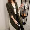 Mid Length Knitted Cardigan Women's Korean Loose Sweater Lazy Style Solid Color Long Sleeved Sweater Jacket for Autumn and Winter