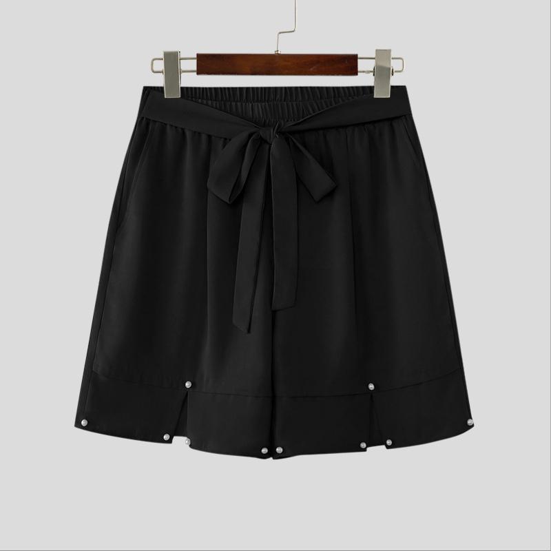 INCERUN Summer Men Elastic Waist Casual Loose Half Pants Shorts S