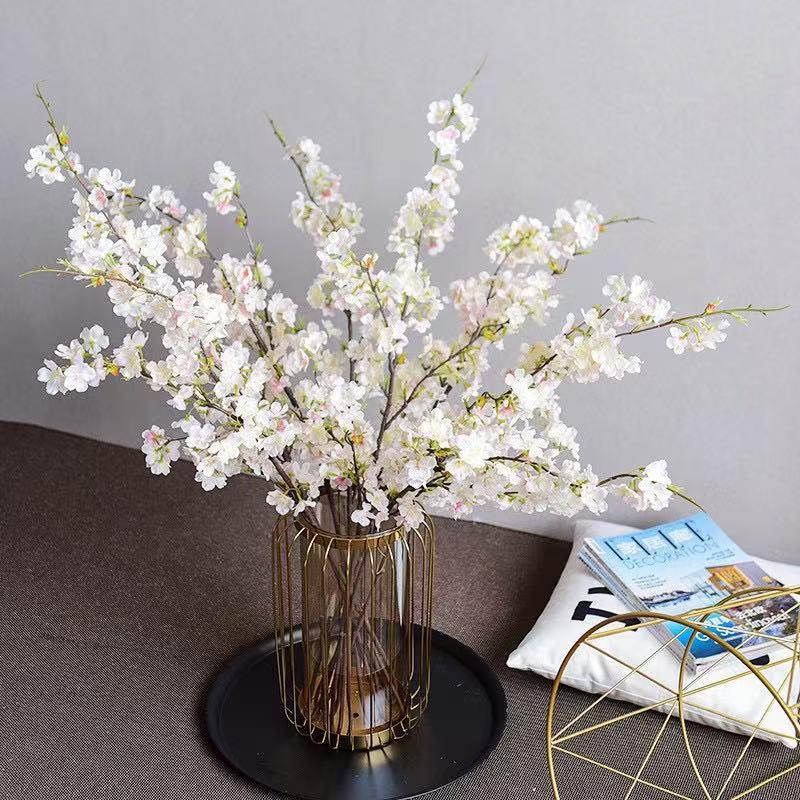 Cherry Blossom Silk Flower Bouquet: Indoor Decor for Living Room, Dining Table, and Floor Arrangement.