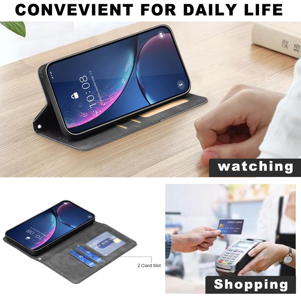 Für Xiaomi Redmi 15C 5G (EU) (173 mm)/15C 4G (EU) (173 mm) Hülle Kartenfächer Geometrie Prägung Leder Handyhülle