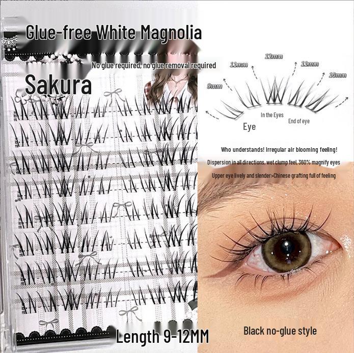Ying Lier Natural Cluster Fox-Eye Eyelashes - Beginner-Friendly and Glue-Free