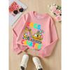 European Sizes Girls' Crew Neck Sweatshirt with Easter Bunny & Excavator Egg Design, Western Long-Sleeved Casual Top for Young Girls