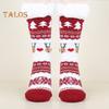 1 Paar Wintersocken mit Cartoon-Weihnachtsmann- und Elch-Print, mit Plüsch gefüttert, wärmespeichernd, Weihnachts-High-Tube-Socken, Beinwärmer, Herbst-Winter-Bodensocken, Weihnachtsgeschenk