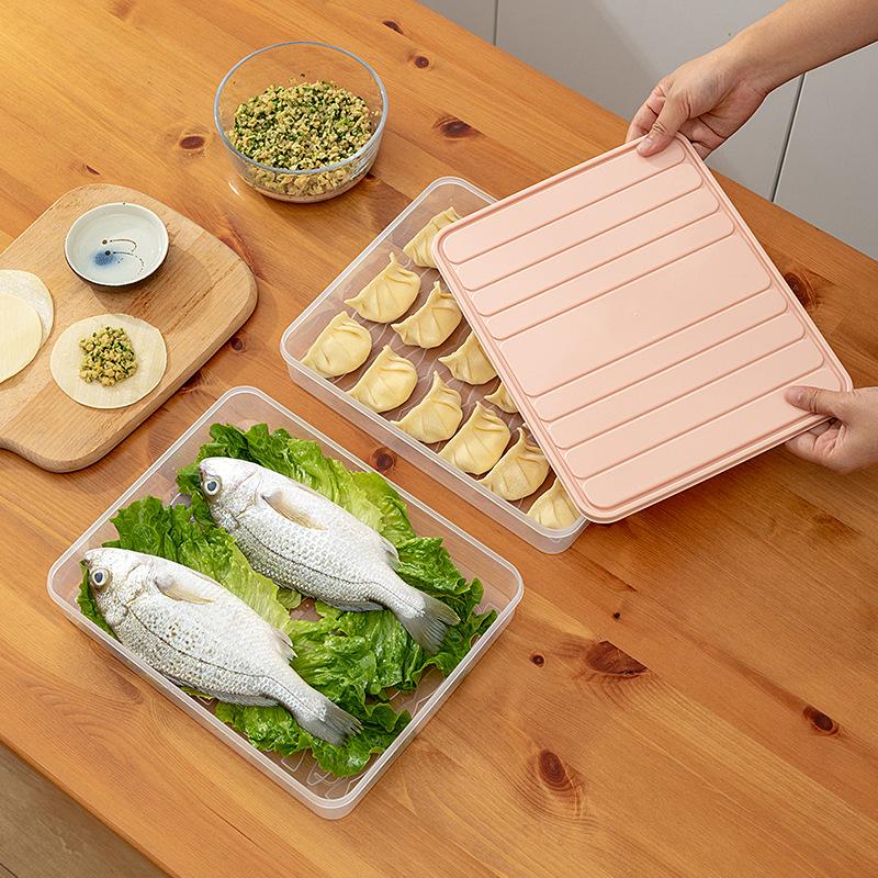Household Food Egg Crisper Box Refrigerator Dumpling Box Wonton Fresh-Keeping Organizers Quick Freezing Refrigerator Storage