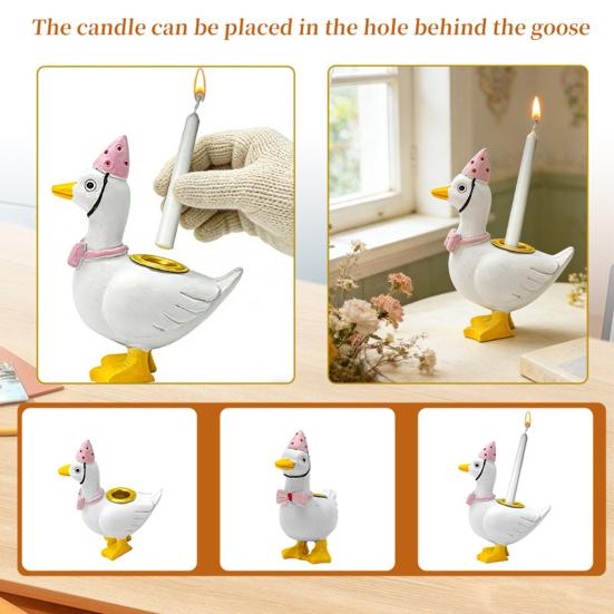 Gänsekuchen Kerzenhalter Mini Harz Gänsekuchen Topper Niedlicher Geburtstagsparty Kerzenständer für Kinder Babyparty Party Feier