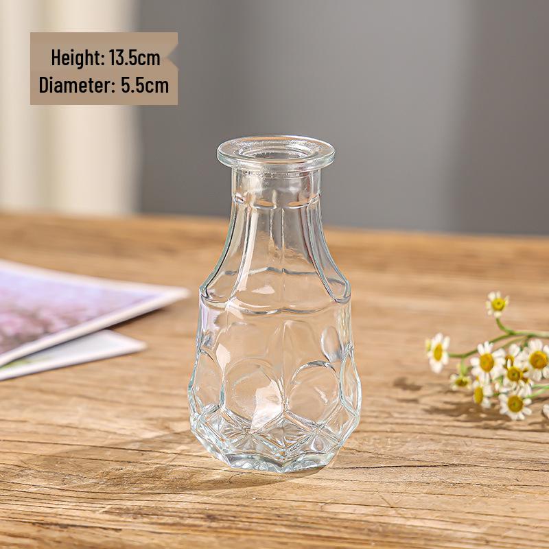 Retro Embossed Transparent Glass Vase: French-Inspired Luxury Home Decor for Living Room