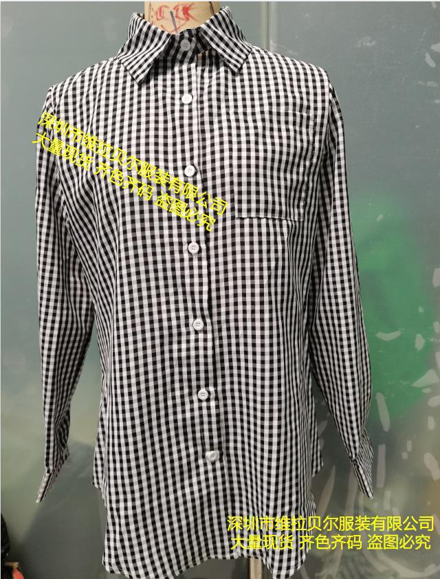 Large Quantities In Stock, Women's Ebay Loose Plaid Lapel Neck Long-sleeved Pocket Shirt.