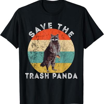Save The Trash Panda Raccoon Animal Retro Vintage Sunset T Shirt