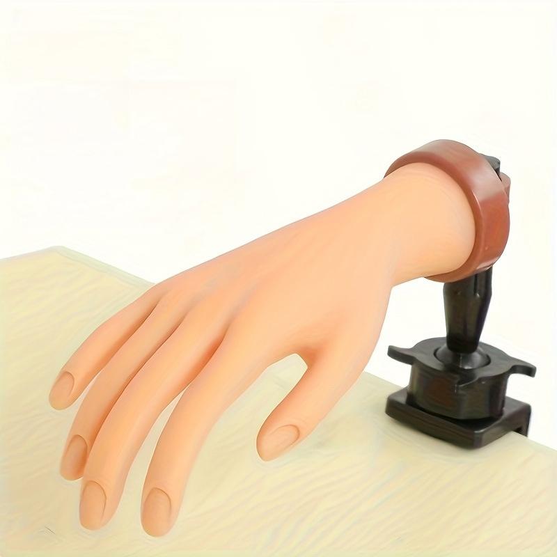 Nail Art Fake Hand Flexible Soft Adjustable Plastic Finger Practice Prosthetic Model Manicure Training Display Tool