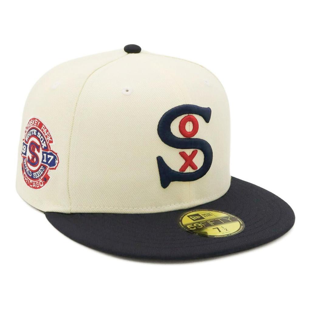 New Era 59FIFTY Cap MLB Chicago White Sox CWS with Side ONSPOTZ and Side Flat Summer Sun UV Protection (70823761, NER35C6581) Chrome/Navy/White Patch,