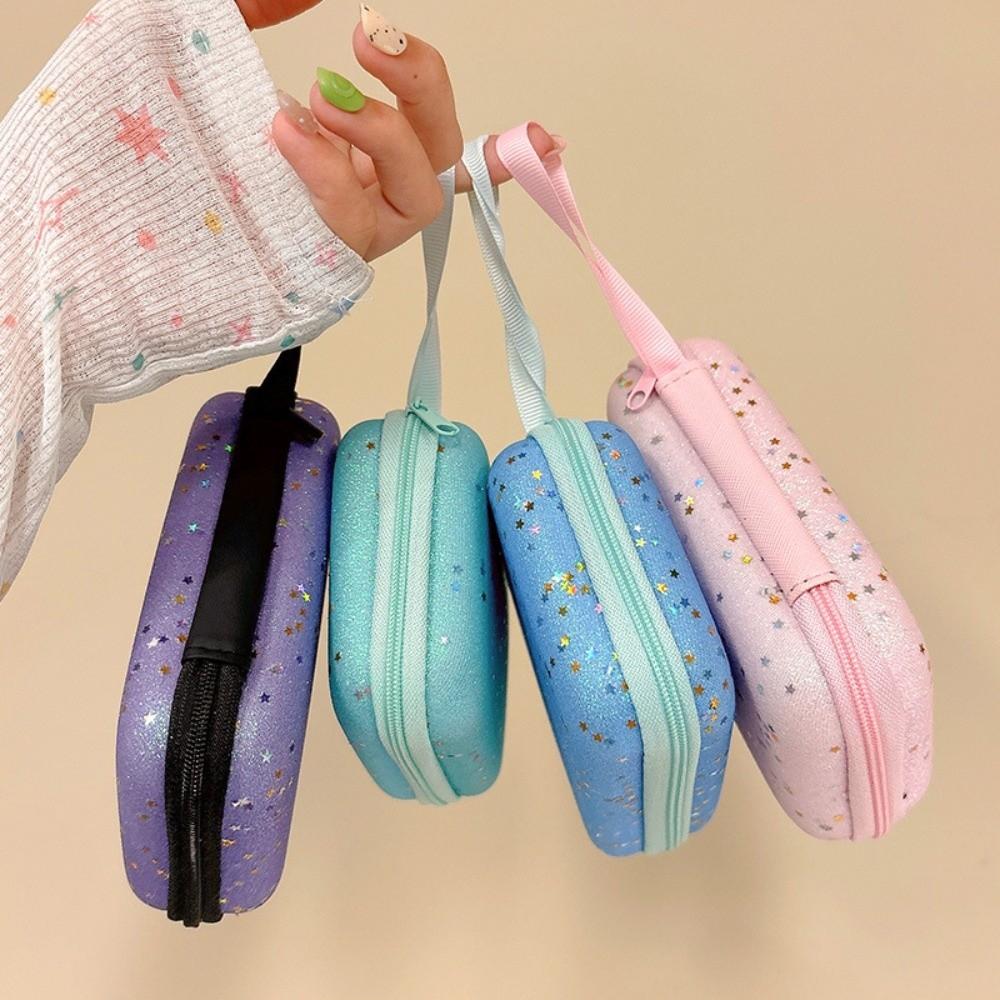 Creative Sparkling Pink Storage Bags Multifunctional Portable Zipper Bag Convenient Hard Shell Bag Headphone Data Cable
