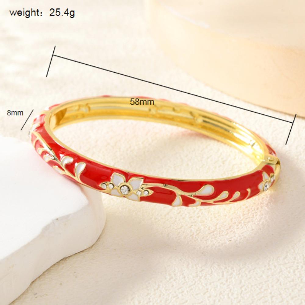 Rhinestone Flower Jewelry Flower Design Enamel Bracelet Jewelry Cloisonné Bracelet  For Girls
