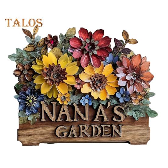 Mamčin zahradní ornament Láska zde roste cedulka s dřevěnou základnou Stolní středová dekorace Dárky k narozeninám ke Dni matek pro vyjádření vděčnosti