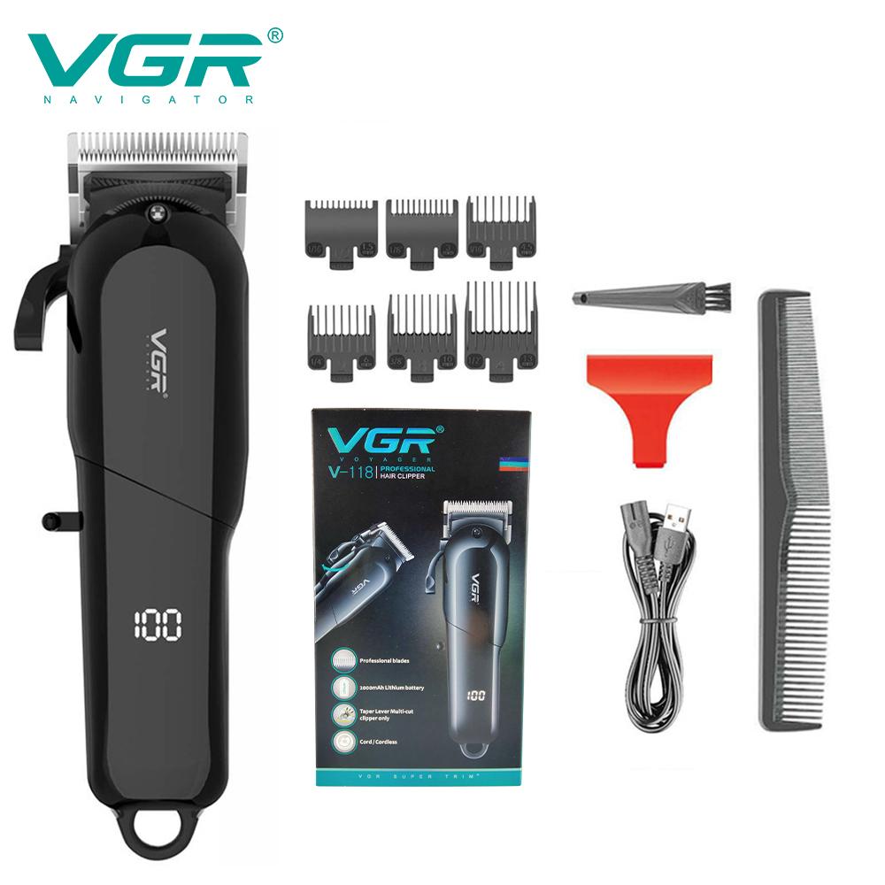 

Original VGR 118 Professional Hair Clipper Hair Trimmer with LED Display Haircut Machine USB Charging Safe and Skin-friendly Home Razor Shaver for Man чёрный