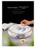 14-inch Ceramic Round Tea Tray for Gongfu Tea, with Double-Layer Water Storage