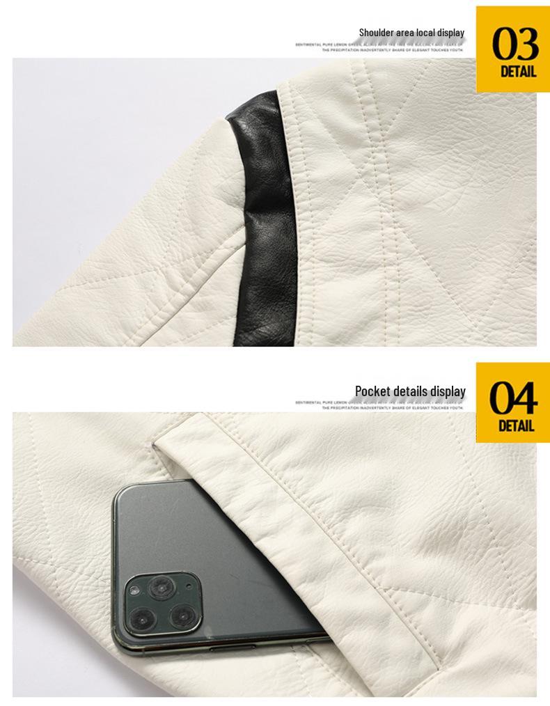 2021 Men's Fashion Hooded Embroidered Leather Motorcycle Jacket, Autumn/Winter Outerwear