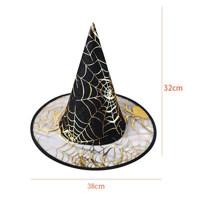 Adult Kids Black Witch Hats Masquerade Ribbon Wizard Costume Top Pointed Caps Cosplay Halloween Props Party Decoration
